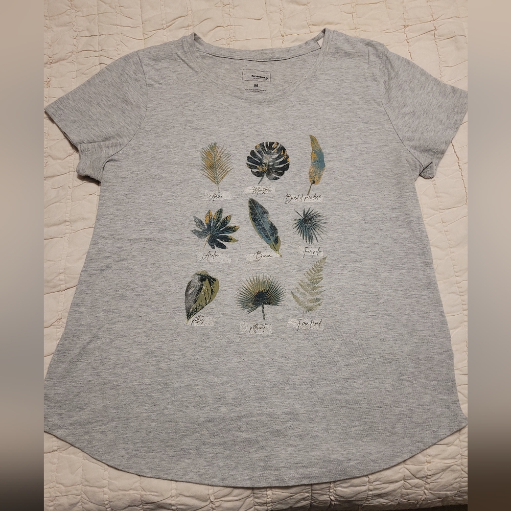 Sonoma Goods for Life Tee Leaf Tee Crew Neck Leaves T-Shirt, Medium